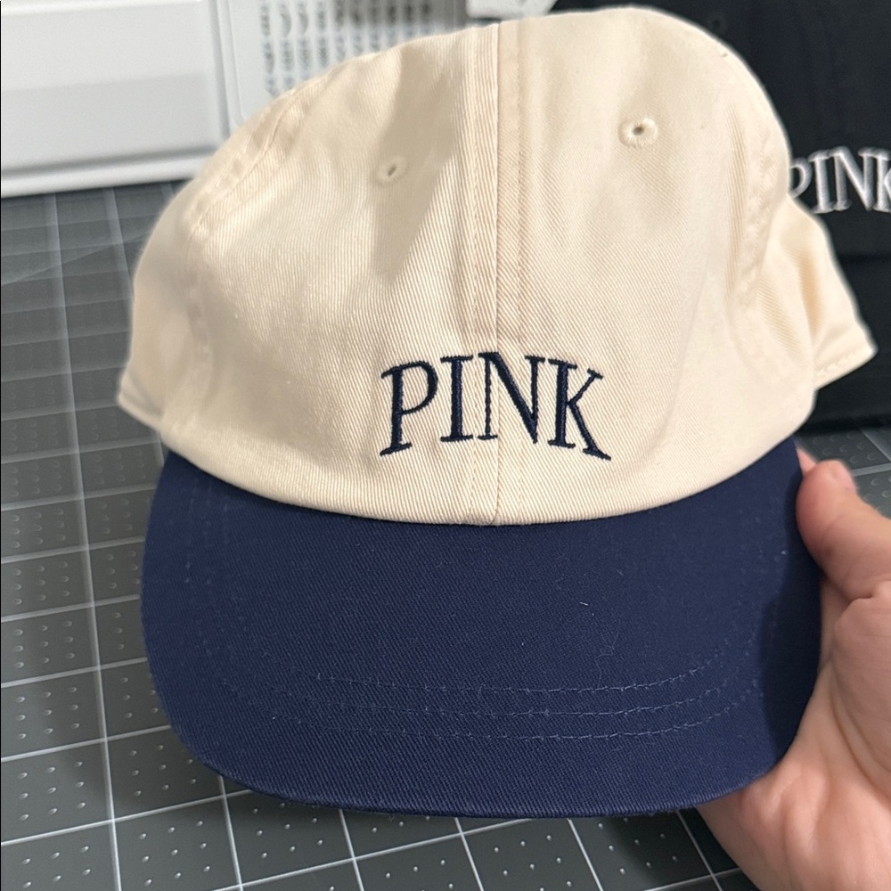 PINK Victoria's Secret Cream and Navy Hat